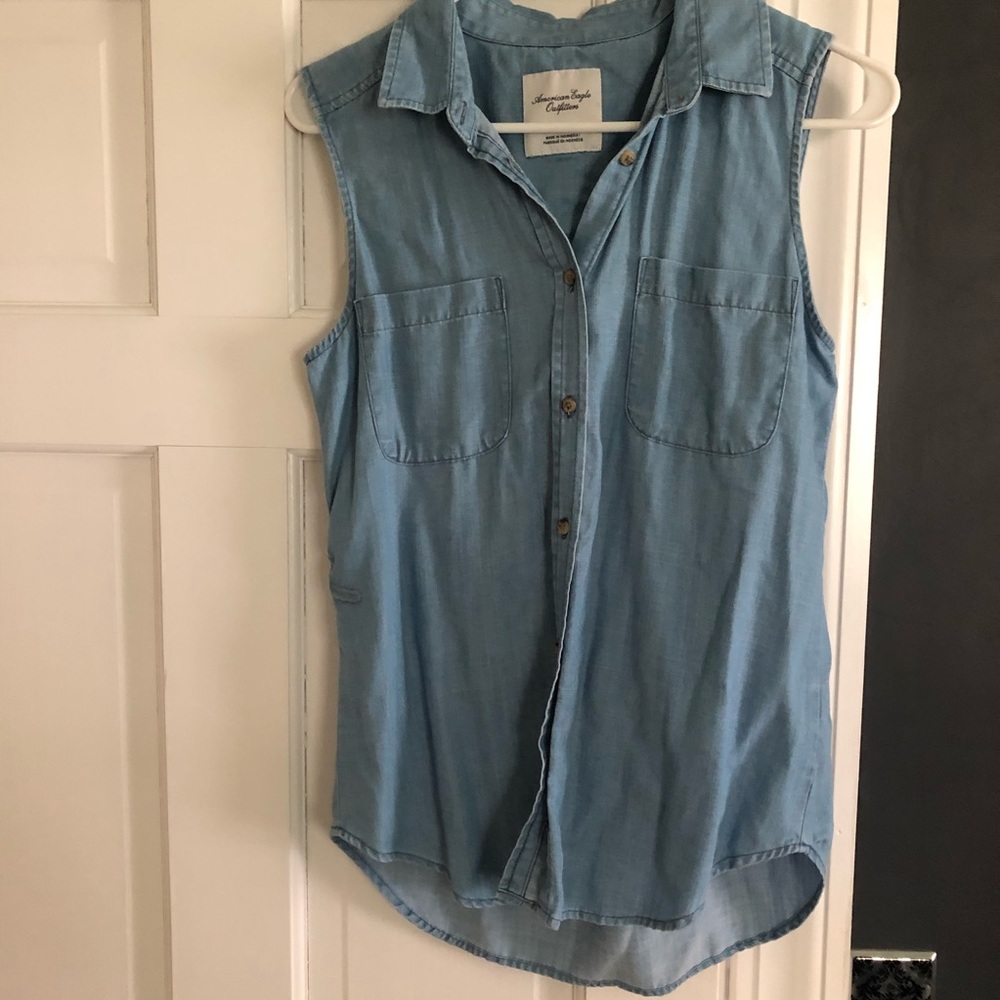 American eagle button down denim tank top